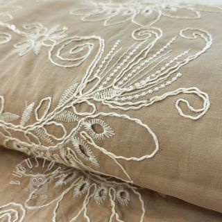 Baumwollstoff VOILE EMBROIDERY Kokka natural