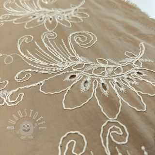 Baumwollstoff VOILE EMBROIDERY Kokka natural