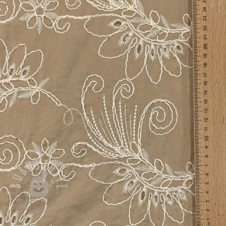 Baumwollstoff VOILE EMBROIDERY Kokka natural