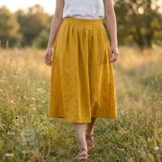 Baumwollstoff SLUB WASHED ochre