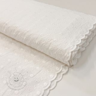 Baumwollstoff EMBROIDERY TWO-SIDE SCALLOP Verena white