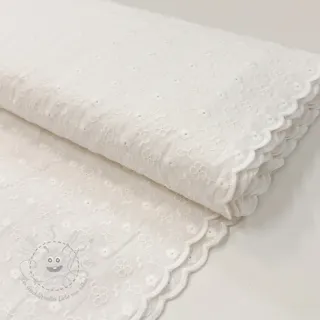 Baumwollstoff EMBROIDERY TWO-SIDE SCALLOP Verena white