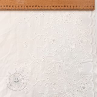Baumwollstoff VOILE EMBROIDERY ONE-SIDE BORDER white