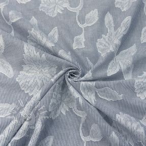 Baumwollstoff YARN DYED Stripes JACQUARD Flowers navy