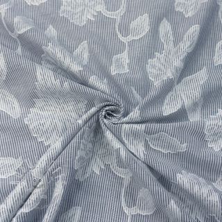 Baumwollstoff YARN DYED Stripes JACQUARD Flowers navy
