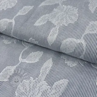 Baumwollstoff YARN DYED Stripes JACQUARD Flowers navy