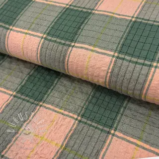 Viskosestoff CRINKLE Check peach