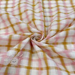 Baumwollstoff SEERSUCKER YARN DYED Checks ecru