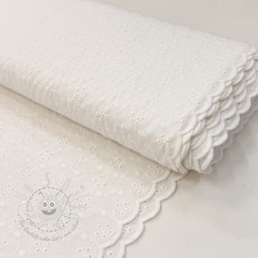 Baumwollstoff EMBROIDERY TWO-SIDE SCALLOP Simi white