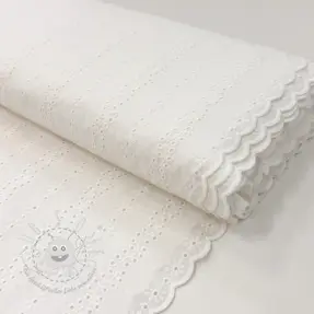 Baumwollstoff EMBROIDERY TWO-SIDE SCALLOP Neo white
