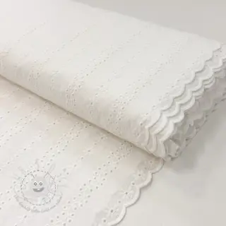 Baumwollstoff EMBROIDERY TWO-SIDE SCALLOP Neo white