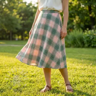 Viskosestoff CRINKLE Check peach