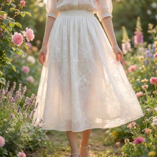 Baumwollstoff VOILE EMBROIDERY Flowers white