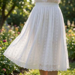 Baumwollstoff EMBROIDERY TWO-SIDE SCALLOP Neo white