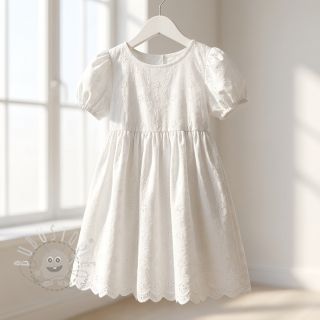 Baumwollstoff EMBROIDERY TWO-SIDE SCALLOP Simi white