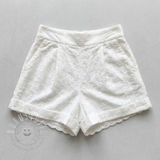Baumwollstoff EMBROIDERY TWO-SIDE SCALLOP Simi white