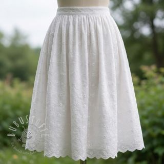 Baumwollstoff EMBROIDERY TWO-SIDE SCALLOP Verena white