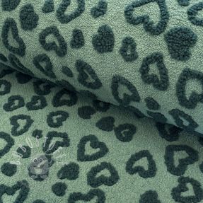 Mantelstoff TEDDY Hearts old green