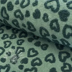 Mantelstoff TEDDY Hearts old green