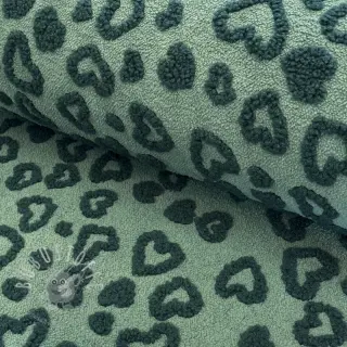Mantelstoff TEDDY Hearts old green