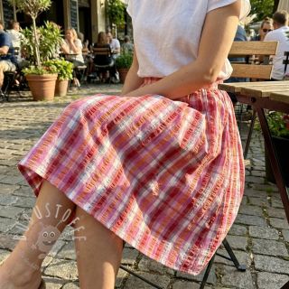 Baumwollstoff SEERSUCKER YARN DYED Checks pink