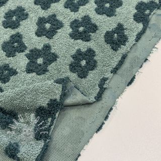 Kuschelfrottee Knitted flowers old green