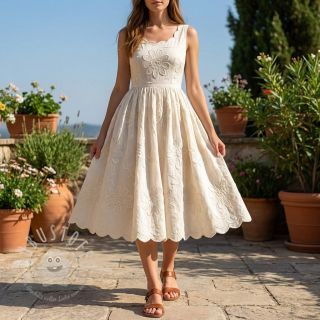 Baumwollstoff EMBROIDERY Bellagio off white