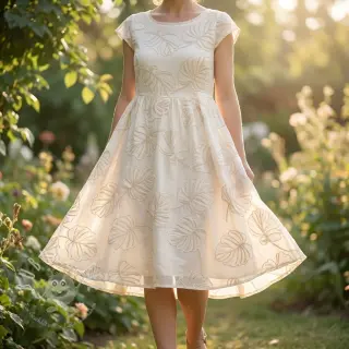 Baumwollstoff VOILE EMBROIDERY Kady off white