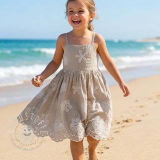 Baumwollstoff EMBROIDERY Sea ornaments natural