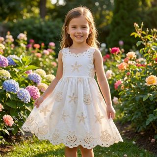 Baumwollstoff EMBROIDERY Sea ornaments white