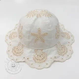 Baumwollstoff EMBROIDERY Sea ornaments white