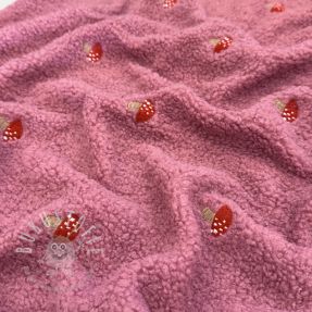 Mantelstoff EMBROIDERY Little mushrooms pink