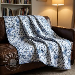 Baumwollstoff Kansas blanc blue