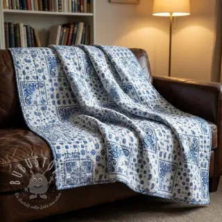 Baumwollstoff Kansas blanc blue