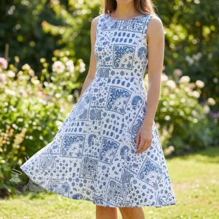 Baumwollstoff Kansas blanc blue