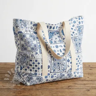 Baumwollstoff Kansas blanc blue
