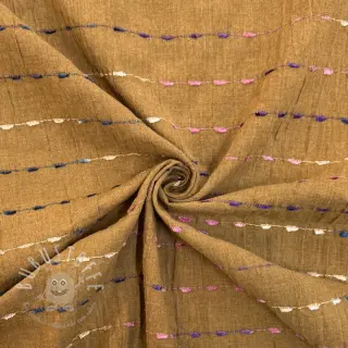 Baumwollstoff DOBBY CRINKLE Stripe camel