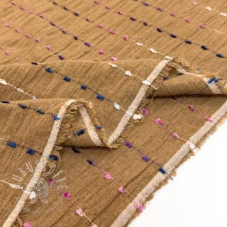 Baumwollstoff DOBBY CRINKLE Stripe camel