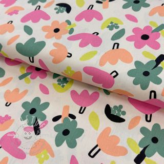 Baumwollstoff Flowers natural/green by JENNIFER BOURON ORGANIC
