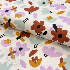 Baumwollstoff Flowers natural/lavender by JENNIFER BOURON ORGANIC