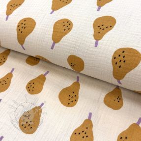 Double gauze/musselin Pears ochre by JENNIFER BOURON ORGANIC