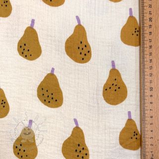 Double gauze/musselin Pears ochre by JENNIFER BOURON ORGANIC
