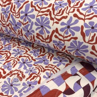 Double gauze/musselin STEPPED Flowers natural