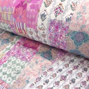 Double gauze/musselin STEPPED Flowers light pink digital print