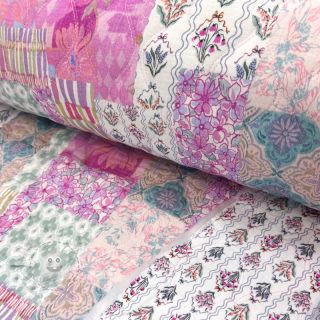 Double gauze/musselin STEPPED Flowers light pink digital print