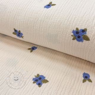 Double gauze/musselin EMBROIDERY STRIPED Fruit natural