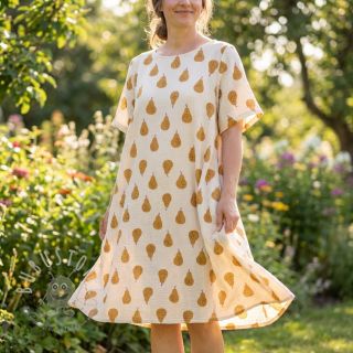 Double gauze/musselin Pears ochre by JENNIFER BOURON ORGANIC