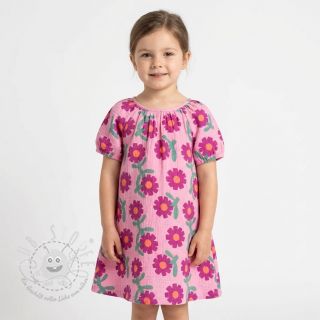 Double gauze/musselin Flowers pink by JENNIFER BOURON ORGANIC