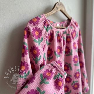 Double gauze/musselin Flowers pink by JENNIFER BOURON ORGANIC