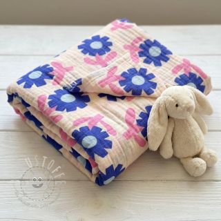 Double gauze/musselin Flowers blue by JENNIFER BOURON ORGANIC